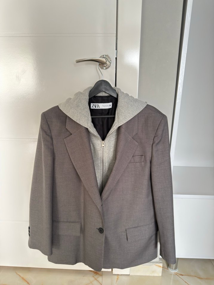 Gri Düğmeli Kadın Blazer Ceket - Görsel 5