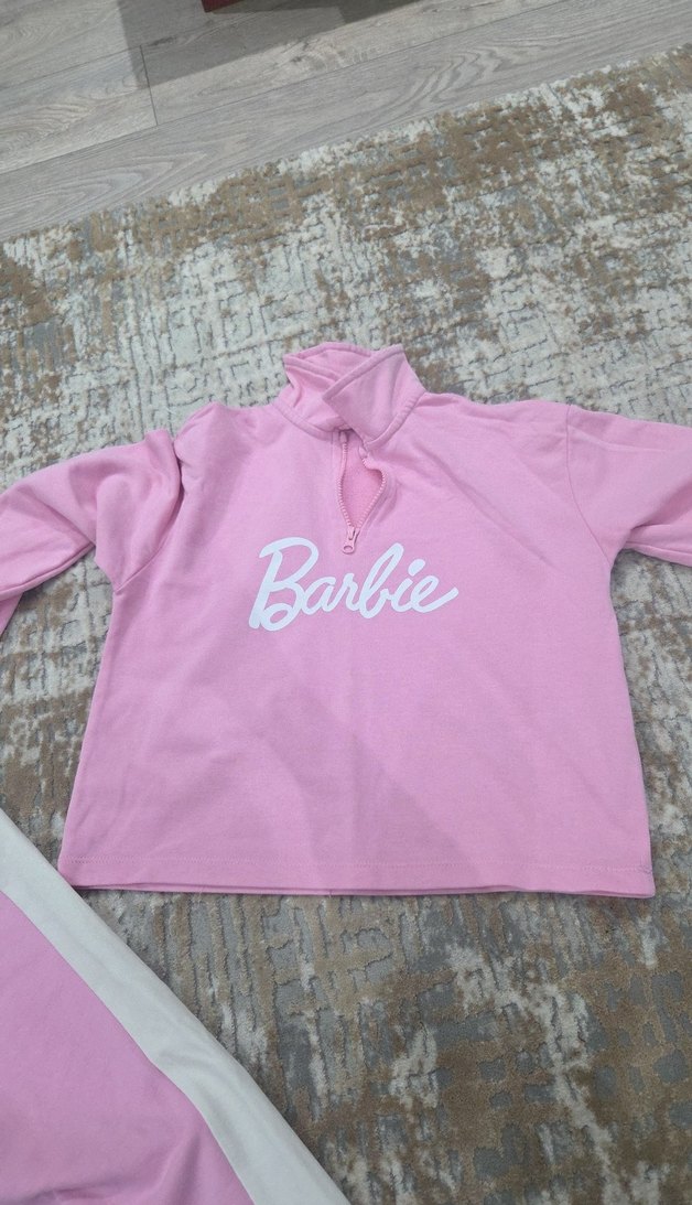 Barbie Baskılı Pembe Kız Eşofman Takımı - Görsel 3