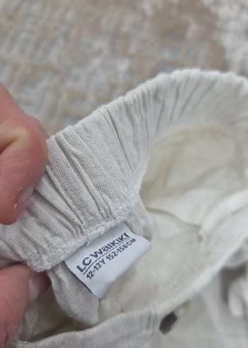 çocuk Beyaz Keten Midi Bol Kesim Pantolon - Görsel 6