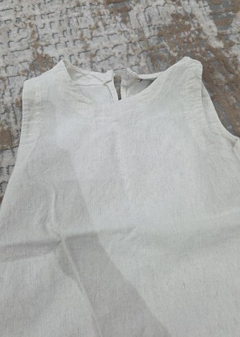 çocuk Beyaz Keten Midi Bol Kesim Pantolon - Görsel 3