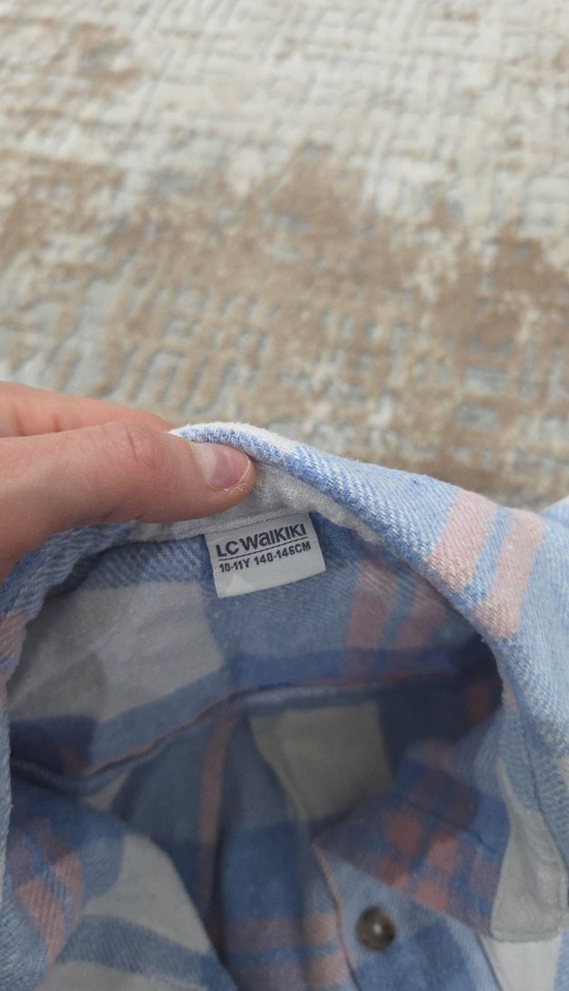 Düğmeli Mavi çocuk Gömlek - Görsel 4