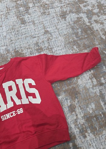 Kırmızı Paris Baskılı çocuk Sweatshirt - Görsel 2