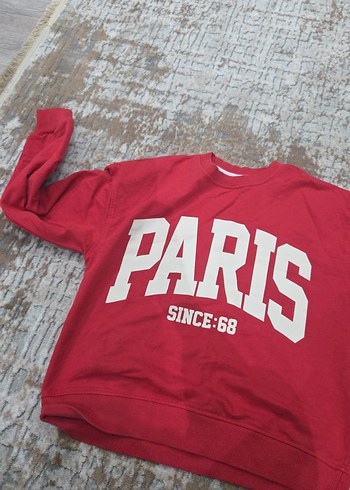 Kırmızı Paris Baskılı çocuk Sweatshirt - Görsel 3