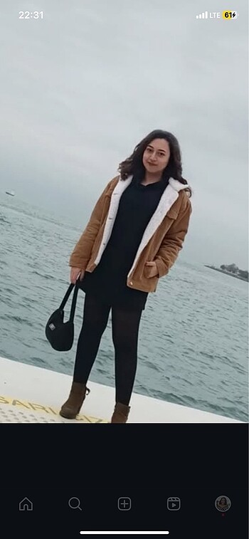 l Beden kahverengi Renk Stradivarius kürklü fitilli kadife mont