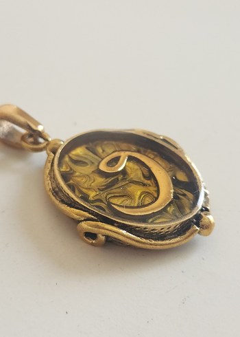 Beden altın Renk Vintage Vav Desenli Bronz Kolye Ucu