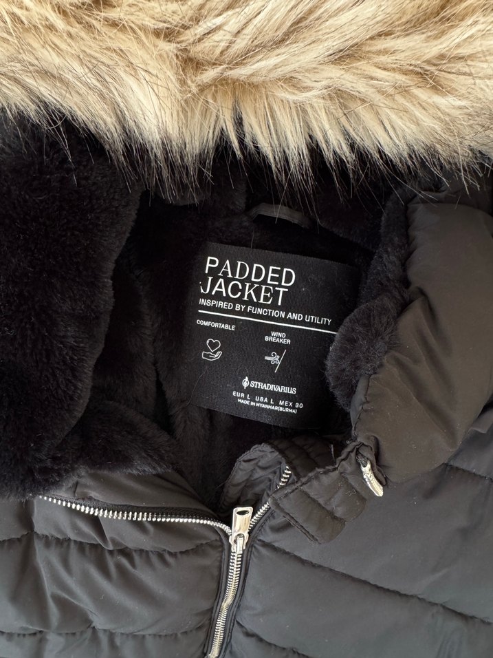 Kürklü Siyah Kadın Kışlık Mont Stradivarius - Görsel 2