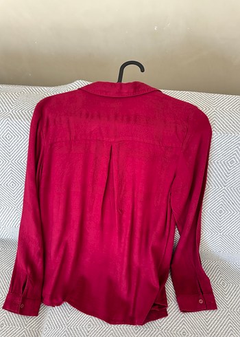 Bordo Düğmeli Kadın  Gömlek - Görsel 3