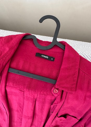 Bordo Düğmeli Kadın  Gömlek - Görsel 2