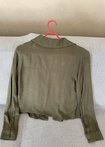 Düğmeli Khaki Kadın  Gömlek - Görsel 4