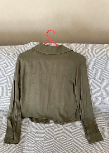 Düğmeli Khaki Kadın  Gömlek - Görsel 5