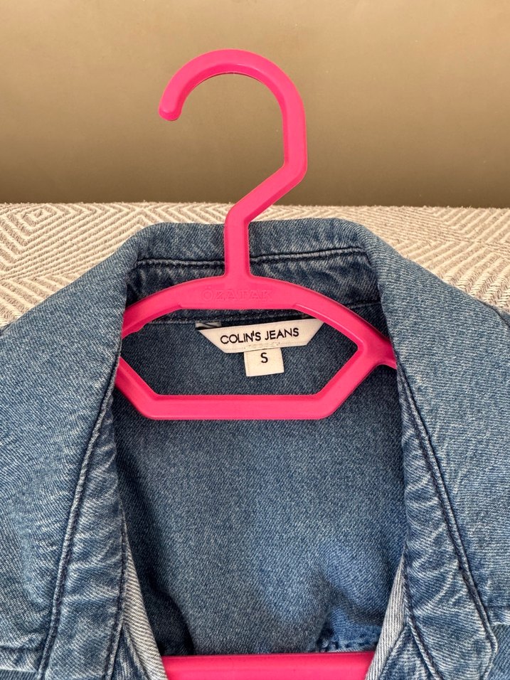 Düğmeli mavi Denim Kadın Gömlek - Görsel 2