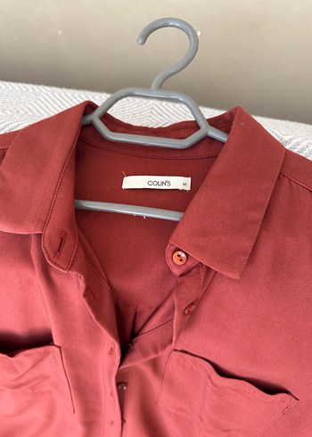 Kiremit Düğmeli Salaş Kadın Gömlek - Görsel 4