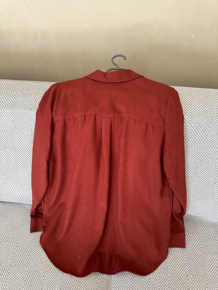 Kiremit Düğmeli Salaş Kadın Gömlek - Görsel 5