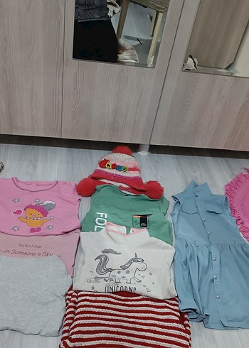 5 Yaş Beden beyaz Renk Kız Çocuk Unicorn Baskılı Uzun Kollu Tişört