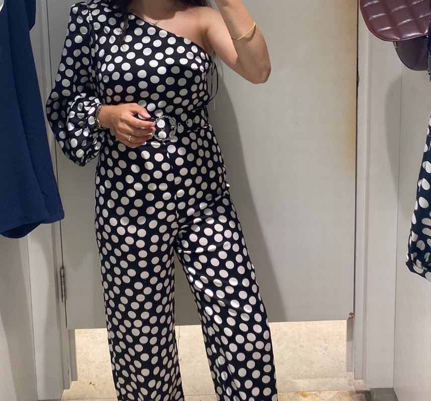 Puantiye Desenli İnce Askılı Hamile Tulum - Görsel 3