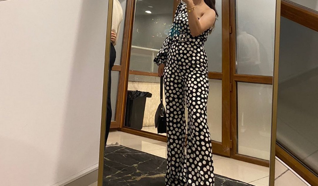 Puantiye Desenli İnce Askılı Hamile Tulum - Görsel 2