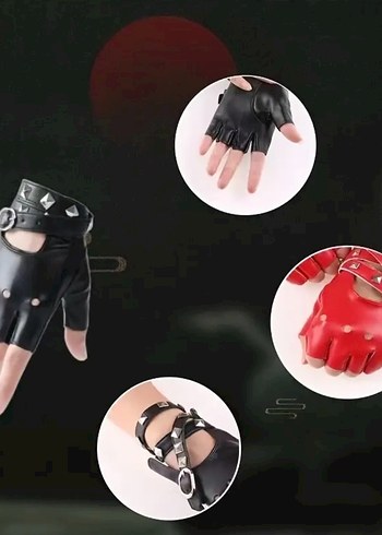 Beyaz Deri Rock Punk Eldivenler - Görsel 3