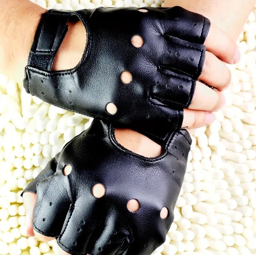 Siyah Deri Tokalı Rock Punk Eldiven - Görsel 2