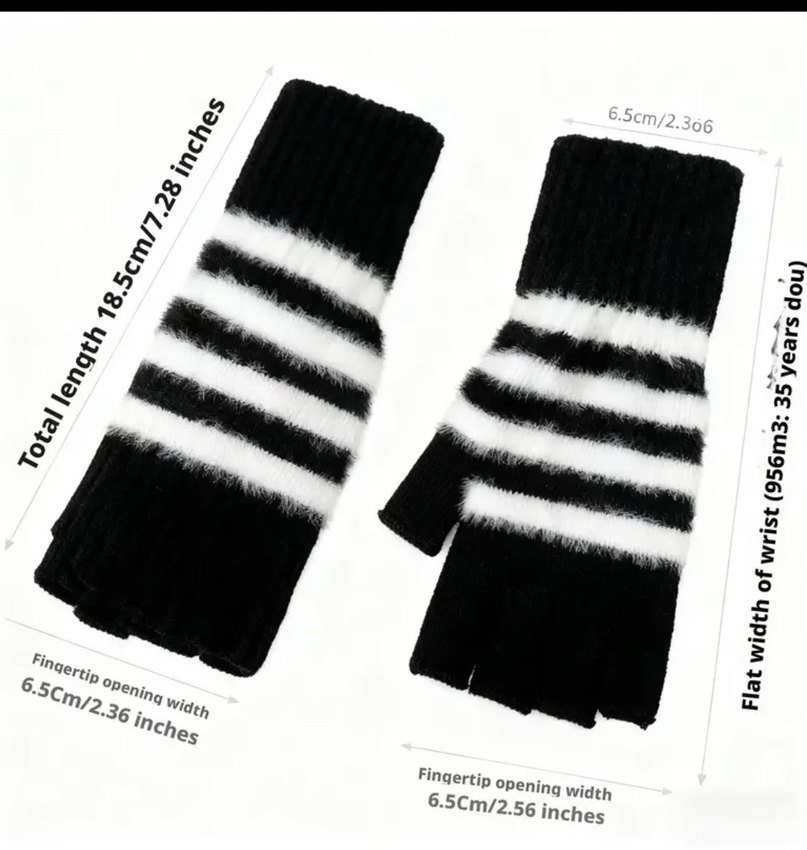 Siyah Kürklü Kadın Yün Eldiven - Görsel 2