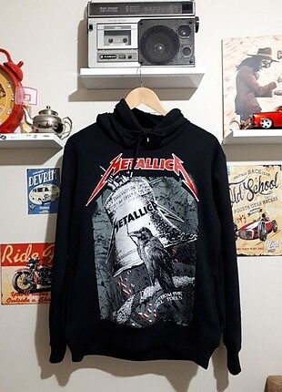 Metalica kalın içi pamuklu sweatshirt