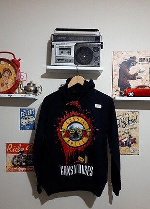 SIFIR UNISEX 2 İPLİK İÇİ PAMUKLU YAN CEPLİ GUNS N ROSES SWEATSHI