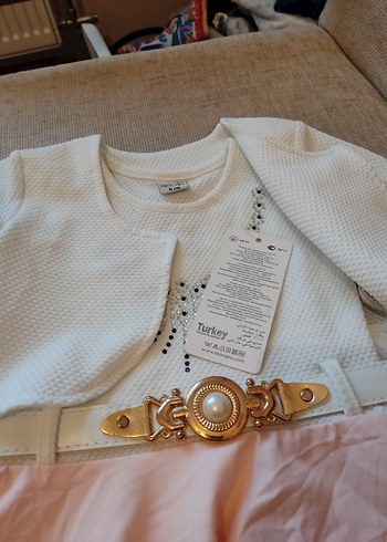 Kemerli Beyaz Kız Bolero - Görsel 2