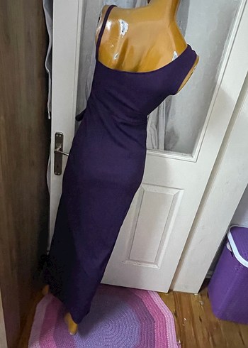 Mor Drapeli Uzun Abiye Elbise - Görsel 6