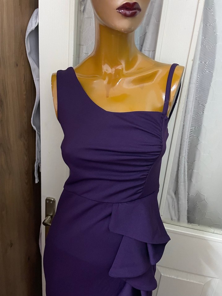 Mor Drapeli Uzun Abiye Elbise - Görsel 2