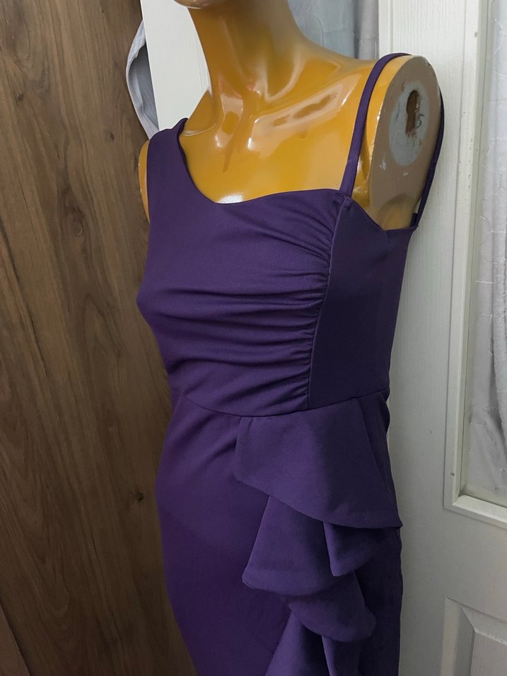 Mor Drapeli Uzun Abiye Elbise - Görsel 5