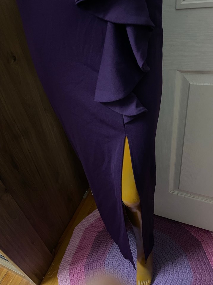 Mor Drapeli Uzun Abiye Elbise - Görsel 4