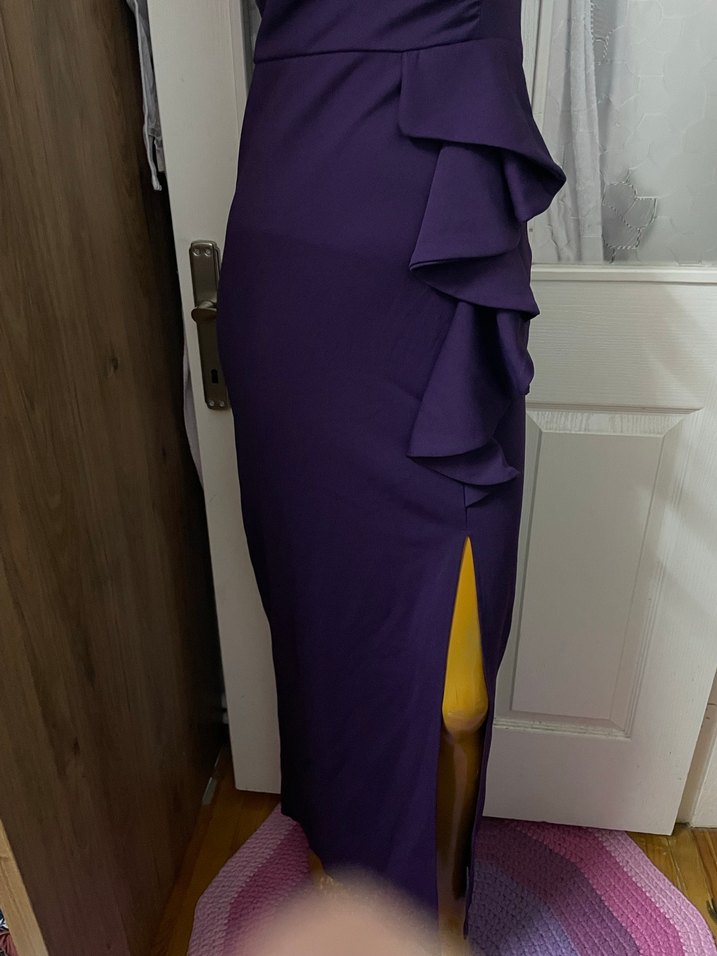 Mor Drapeli Uzun Abiye Elbise - Görsel 3