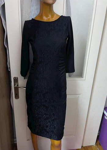 Tozlu marka dantel detaylı elbise - Görsel 2