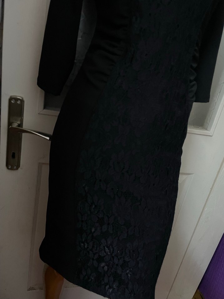 Tozlu marka dantel detaylı elbise - Görsel 5