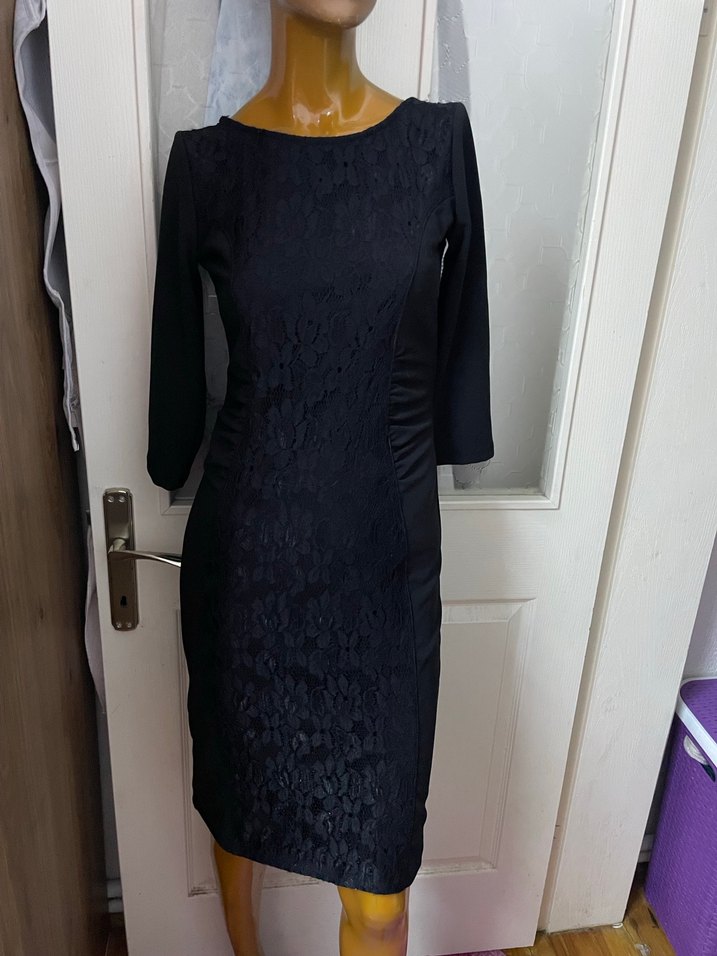 Tozlu marka dantel detaylı elbise - Görsel 2