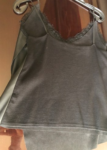 Dantelli Siyah önü seri arkası triko aşklı bluz - Görsel 3