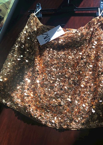 Parlak Altın Mini Etek - Görsel 2