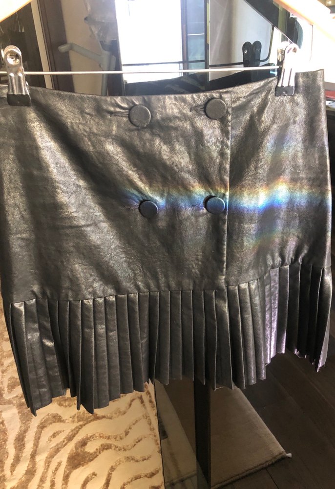 Deri Siyah Pileli Midi Etek - Görsel 2