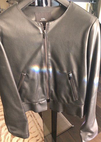 Siyah Kadın Deri Biker Ceket - Görsel 2