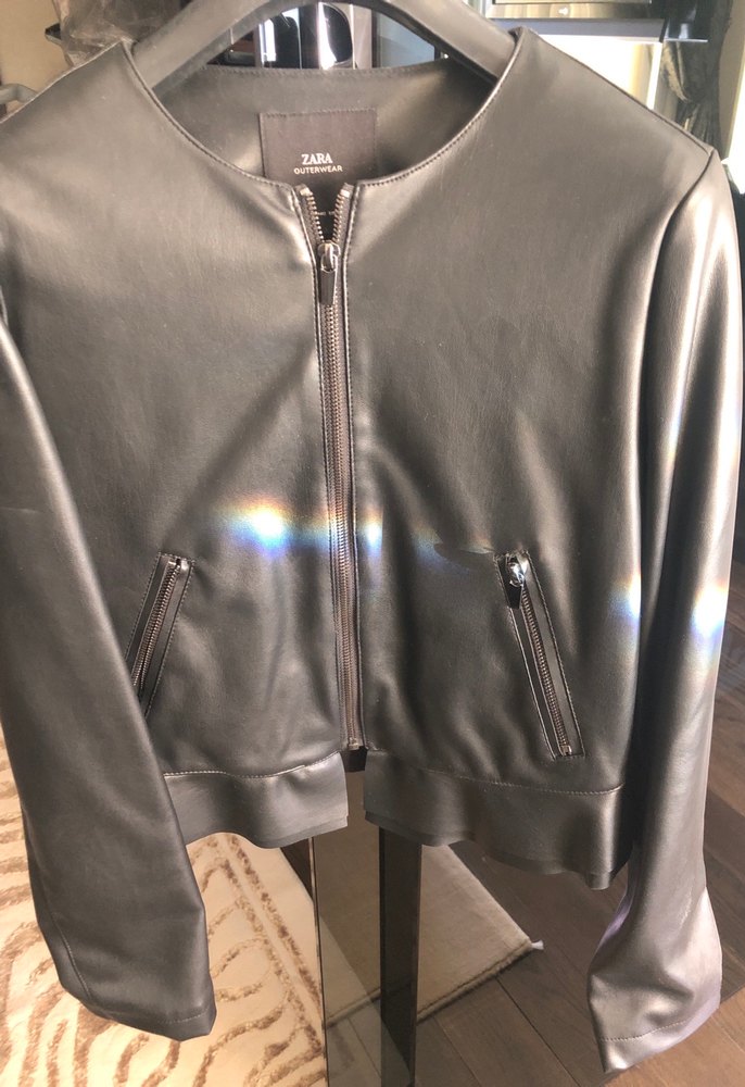 Siyah Kadın Deri Biker Ceket - Görsel 2