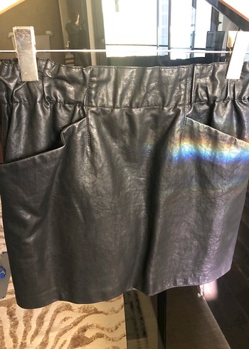 Siyah Deri Mini Etek cepli - Görsel 2