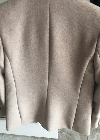 Bej Kadın Düğmeli Yün Blazer Ceket - Görsel 4