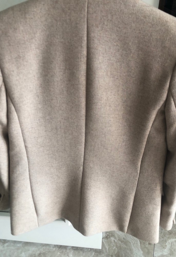 Bej Kadın Düğmeli Yün Blazer Ceket - Görsel 4