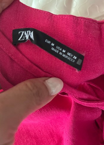 m Beden Zara pembe keten elbise sırt dekolteli mini elbise