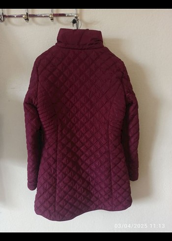 Diğer Bordo Düğmeli Kadın Mont