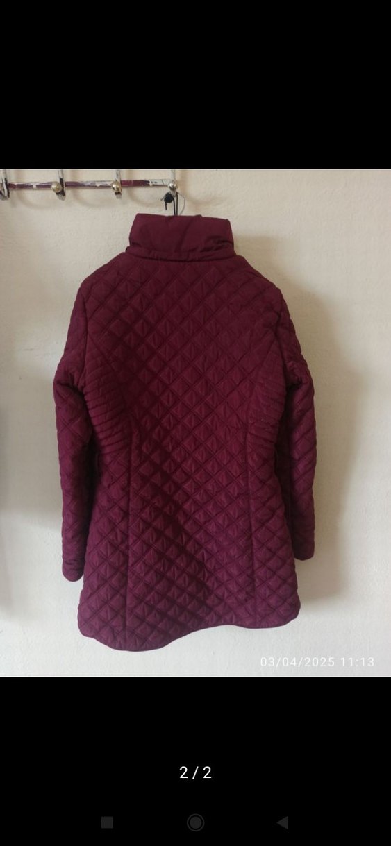 Bordo Düğmeli Kadın  Mont - Görsel 2