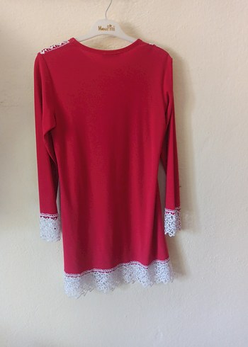 Dantel Detaylı Kırmızı Bohem Tunik - Görsel 2