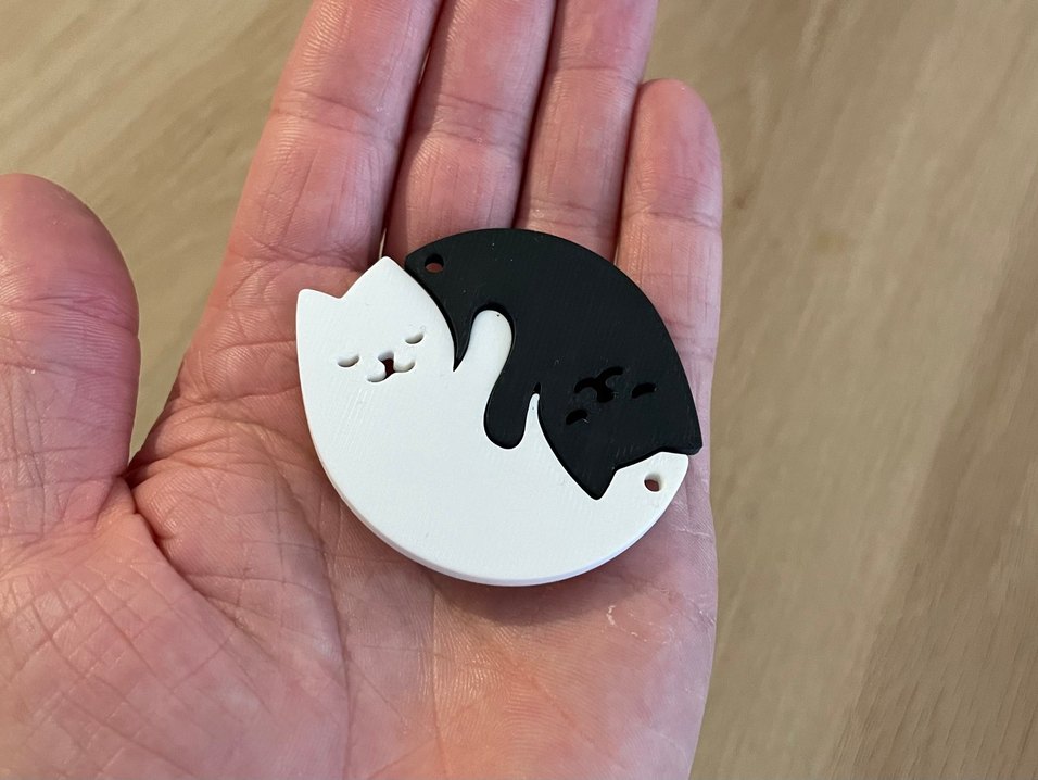 Siyah Beyaz Kedi Tasarımlı Kedi anahtarlığı - Görsel 2