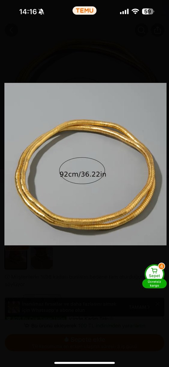 Altın Renkli Yılan Desenli Midi Kolye - Görsel 2