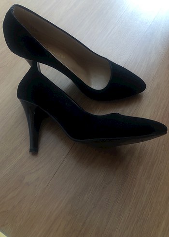 37 Beden Siyah Süet Stiletto Kadın Topuklu Ayakkabı