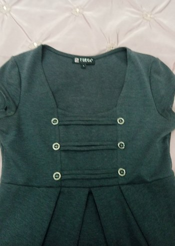 Gri Düğmeli Günlük Elbises - Görsel 3